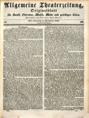 Allgemeine Theaterzeitung Donnerstag 23. Februar 1843