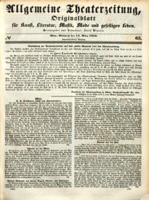 Allgemeine Theaterzeitung Mittwoch 15. März 1843