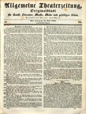 Allgemeine Theaterzeitung Freitag 17. März 1843