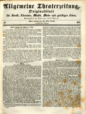 Allgemeine Theaterzeitung Dienstag 21. März 1843