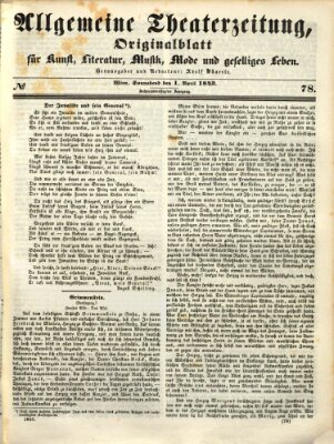 Allgemeine Theaterzeitung Samstag 1. April 1843