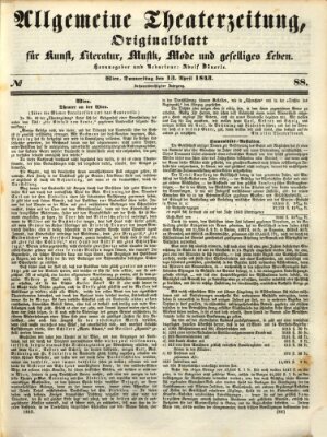 Allgemeine Theaterzeitung Donnerstag 13. April 1843