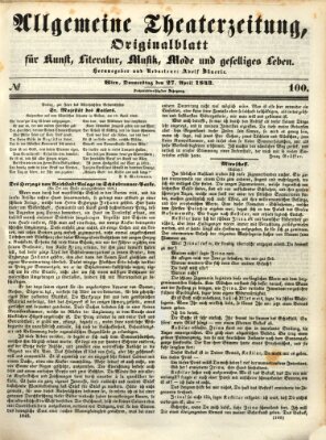 Allgemeine Theaterzeitung Donnerstag 27. April 1843