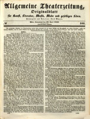 Allgemeine Theaterzeitung Samstag 29. April 1843