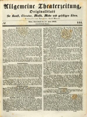 Allgemeine Theaterzeitung Samstag 17. Juni 1843