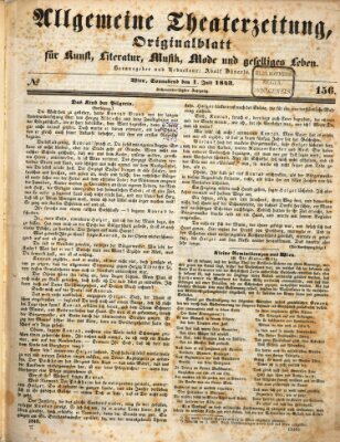 Allgemeine Theaterzeitung Samstag 1. Juli 1843