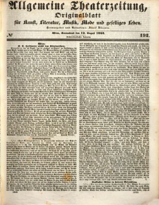 Allgemeine Theaterzeitung Samstag 12. August 1843