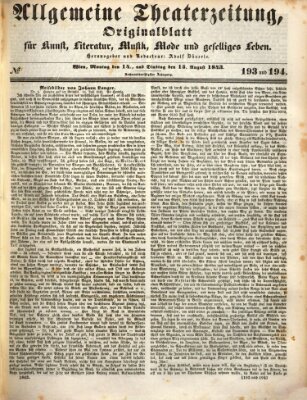 Allgemeine Theaterzeitung Dienstag 15. August 1843