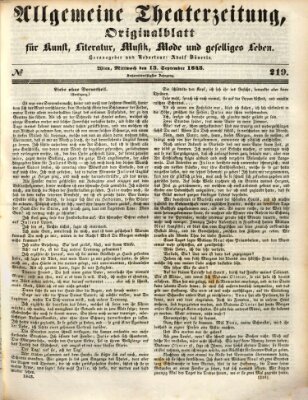 Allgemeine Theaterzeitung Mittwoch 13. September 1843