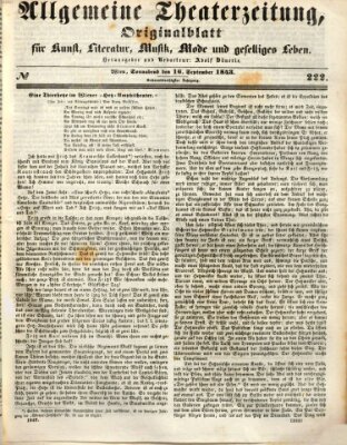 Allgemeine Theaterzeitung Samstag 16. September 1843