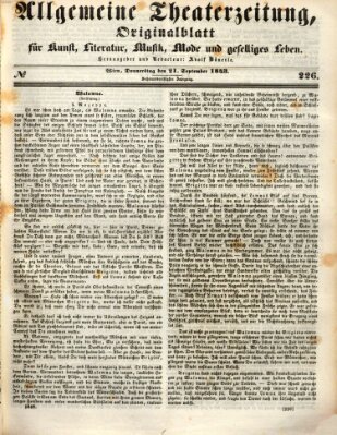 Allgemeine Theaterzeitung Donnerstag 21. September 1843