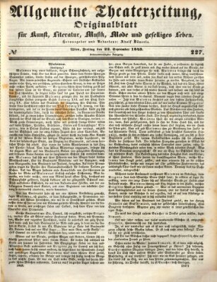 Allgemeine Theaterzeitung Freitag 22. September 1843