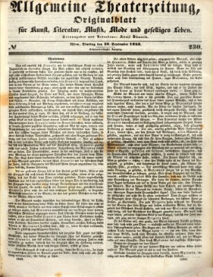 Allgemeine Theaterzeitung Dienstag 26. September 1843