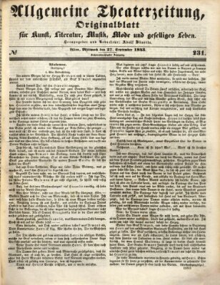 Allgemeine Theaterzeitung Mittwoch 27. September 1843