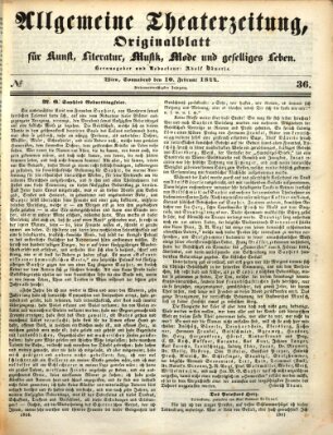 Allgemeine Theaterzeitung Samstag 10. Februar 1844