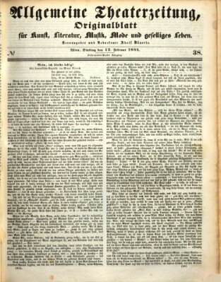 Allgemeine Theaterzeitung Dienstag 13. Februar 1844