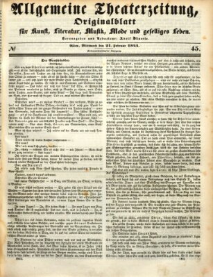 Allgemeine Theaterzeitung Mittwoch 21. Februar 1844