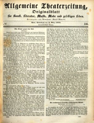 Allgemeine Theaterzeitung Samstag 2. März 1844