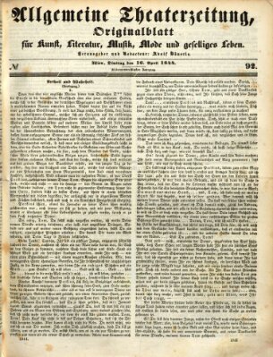 Allgemeine Theaterzeitung Dienstag 16. April 1844