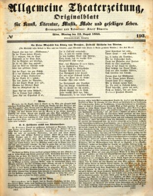 Allgemeine Theaterzeitung Montag 12. August 1844