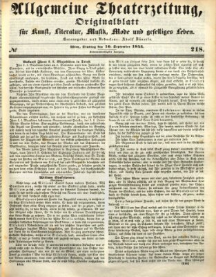 Allgemeine Theaterzeitung Dienstag 10. September 1844