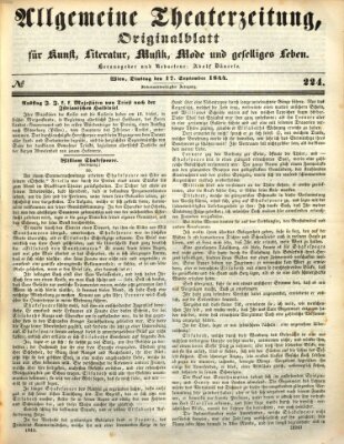 Allgemeine Theaterzeitung Dienstag 17. September 1844