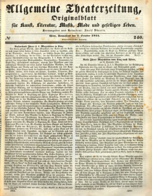 Allgemeine Theaterzeitung Samstag 5. Oktober 1844