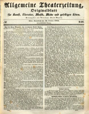 Allgemeine Theaterzeitung Samstag 12. Oktober 1844