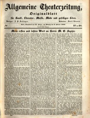 Allgemeine Theaterzeitung Samstag 31. Januar 1846