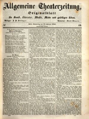 Allgemeine Theaterzeitung Donnerstag 19. Februar 1846