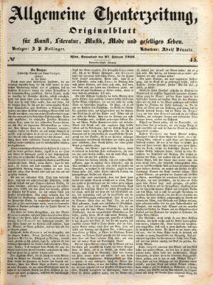 Allgemeine Theaterzeitung Samstag 21. Februar 1846