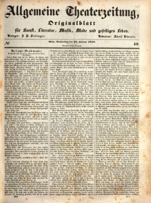 Allgemeine Theaterzeitung Donnerstag 26. Februar 1846