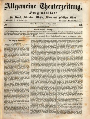 Allgemeine Theaterzeitung Samstag 14. März 1846