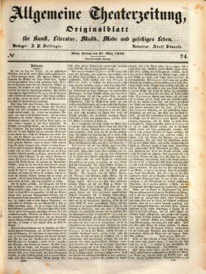 Allgemeine Theaterzeitung Freitag 27. März 1846