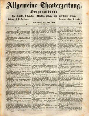 Allgemeine Theaterzeitung Dienstag 7. April 1846