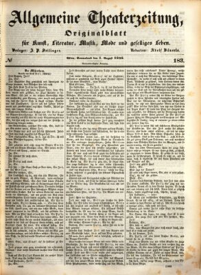 Allgemeine Theaterzeitung Samstag 1. August 1846