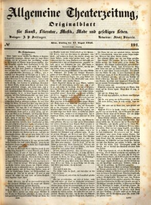 Allgemeine Theaterzeitung Dienstag 11. August 1846