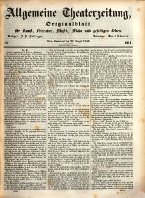 Allgemeine Theaterzeitung Samstag 22. August 1846