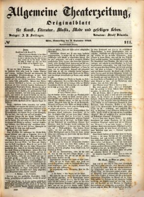 Allgemeine Theaterzeitung Donnerstag 3. September 1846