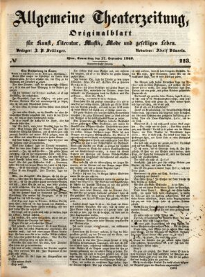 Allgemeine Theaterzeitung Donnerstag 17. September 1846