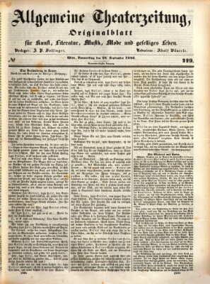 Allgemeine Theaterzeitung Donnerstag 24. September 1846