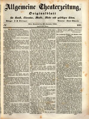 Allgemeine Theaterzeitung Samstag 26. September 1846