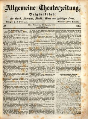 Allgemeine Theaterzeitung Mittwoch 30. September 1846