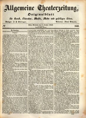 Allgemeine Theaterzeitung Mittwoch 7. Oktober 1846