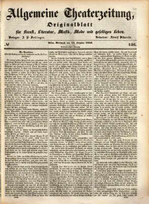 Allgemeine Theaterzeitung Mittwoch 14. Oktober 1846