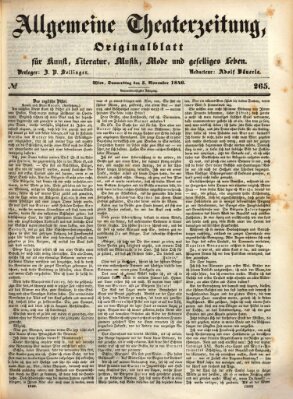 Allgemeine Theaterzeitung Donnerstag 5. November 1846