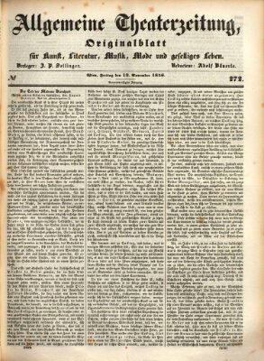 Allgemeine Theaterzeitung Freitag 13. November 1846