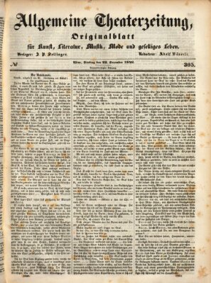 Allgemeine Theaterzeitung Dienstag 22. Dezember 1846