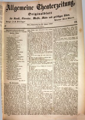 Allgemeine Theaterzeitung Donnerstag 21. Januar 1847