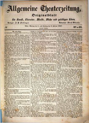 Allgemeine Theaterzeitung Montag 1. Februar 1847